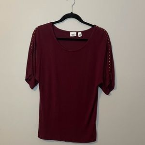 Burgundy Cato top with gold studs
